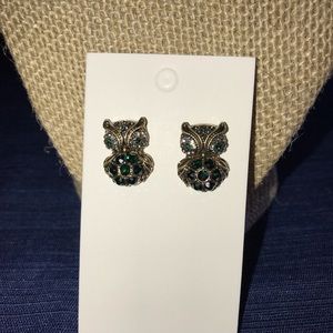 Emerald Green Owl Earrings NWOT